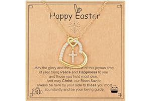 Lydow Easter Basket Stuffers for Girls Kids, 18K Gold Plated Necklace Gifts 16 + 3 Inches