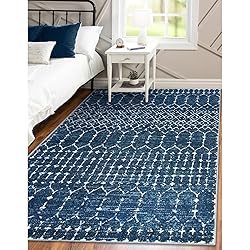 Lahome Moroccan Blue 3x5 Non-Slip Washable Soft Rug