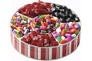The Swiss Colony Licorice Tin – Assorted Red Twists, Black Licorice Bites, Hollows, Bits, and Confetti Candy Gift Tin, Holiday Candy Gift Treat, 1 lb. 11 oz.