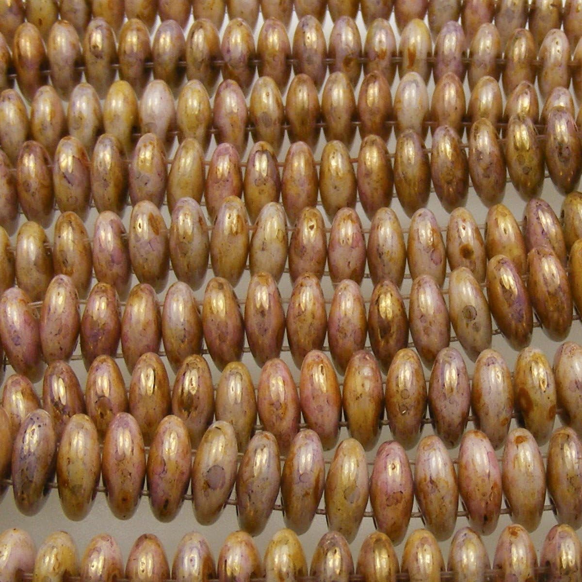 Czech 6mm Lentil Beads LUSTER OPAQUE GOLD / SMOKY TOPAZ (50)