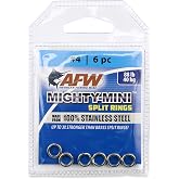 AFW Mighty Mini Fishing Split Rings, Sizes #1-8, 24lb-230lb, Up to 100pcs | Stainless Steel or Gunmetal Black Finish, 3x Stronger than Brass Swivels, Superior Holding Power for Fisherman &amp; Outdoorsman,