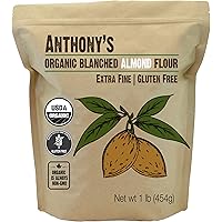 Anthony's Organic Almond Flour, 1 lb, Blanched, Gluten Free, Non GMO, Keto Friendly, Extra Fine, Low Carb