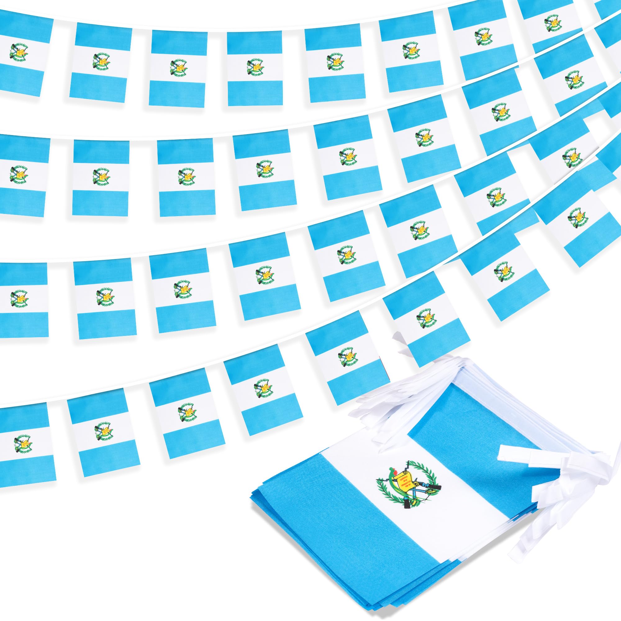 Photo 1 of Guatemala String Flag Pennant Banner, Small Mini Guatemalan Flags Bunting Banner, National Country Decoration for School, Party, Sports Events, Patriotic Festival, 33 Feet 30 Flags