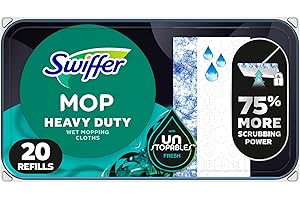 Swiffer Sweeper Heavy Duty Wet Multi-Surface Cloth Refills for Floor Mopping and Cleaning, Unstopables Fresh Scent, 20 count
