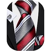 Barry.Wang Mens Tie Set Plaid Check Neckties Formal Business Wedding Luxury Pocket Square Cufflinks
