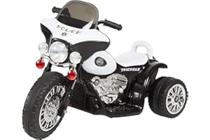LIL' RIDER Kids Motorcycle Ride On Toy – 3-Wheel Battery Powered Motorbike for Kids 3 and Up – Police Decals, Reverse, and Headlights by Lil’ Rider (White and Black)