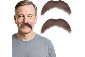 M MISS U HAIR 2Pcs Men Fake Mustache Realistic Mustaches Fake Facial Hair Beard for Cosplay Costume Halloween Parties