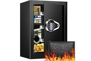 GHJGAGE 2.5 Cubic LARGE HOME SAFE Fireproof Waterproof, Fireproof Safe with Fireproof Document Bag, Digital Numeric Keypad and Keys, Removable Shelf, Security Safe Lock Box for Home Firearm Money Medicines