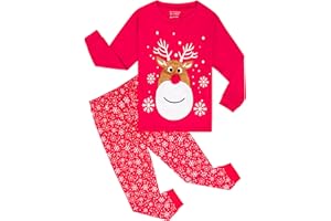 HYCLES Christmas Pajamas Set for Kids Boys Girls Holiday Sleepwear Santa Cotton Pajamas Sets for 2-12T Toddler Kids Pjs