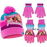 Disney Girls Winter Hat with Knit Gloves and Insulated Ski Glove Set, Princess For Ages 4-7