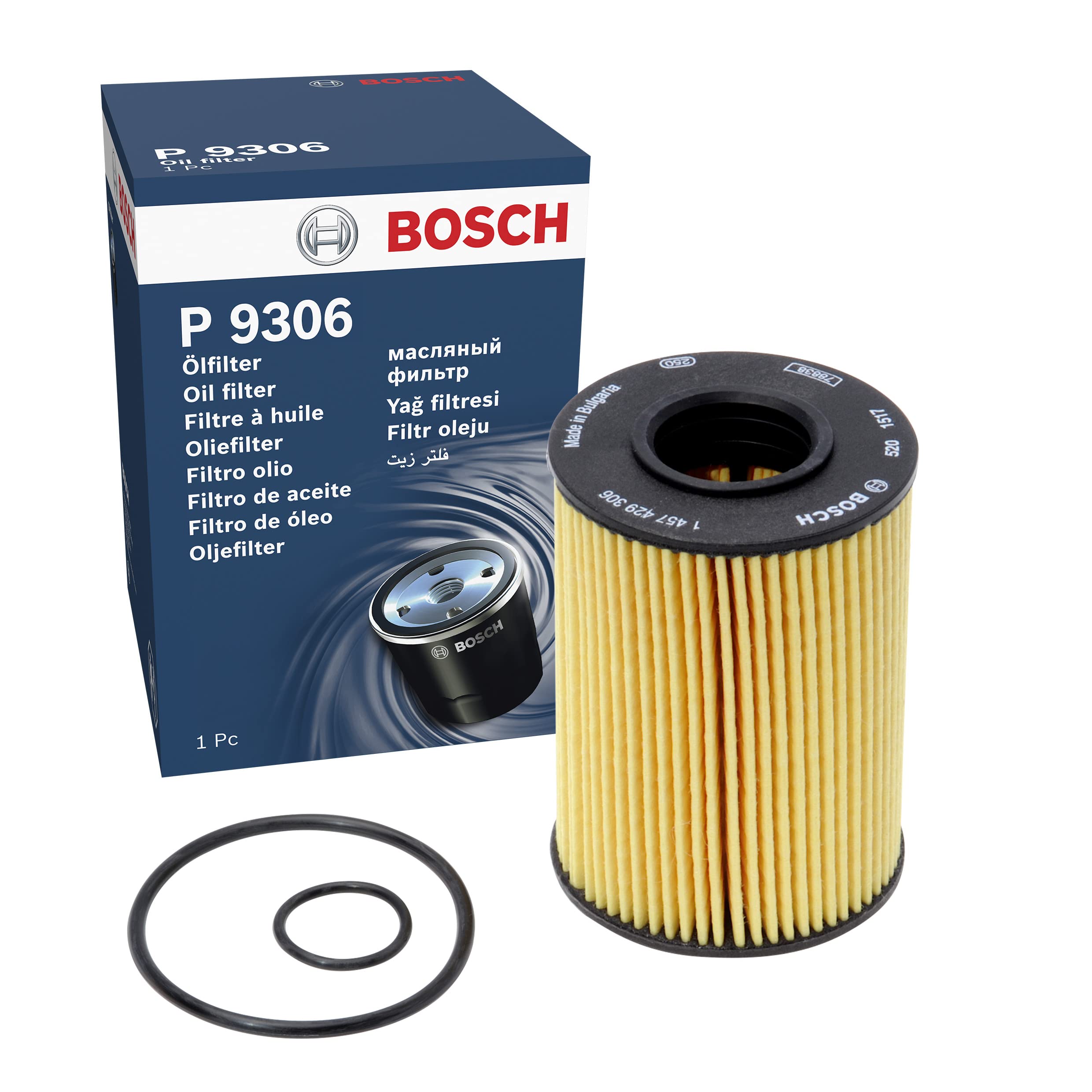 Bosch P9306 Car Oil Filter - Separates Soot and Metal Particles from Engine Oil - Provides Reliable Engine Lubrication