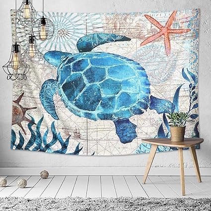 JYKFJ Meeresschildkröte Wandteppich Blue Ocean Wandteppich Wandteppich