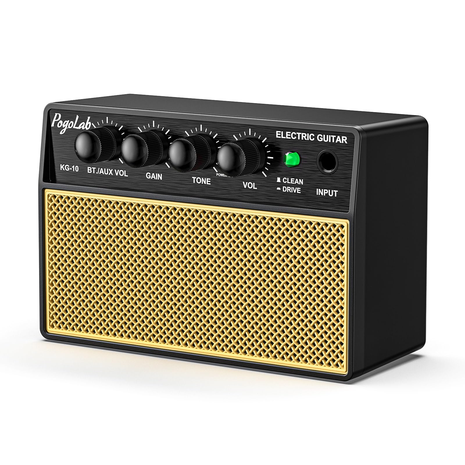 POGOLAB 10W Guitar Amp for Electric Guitars, Rechargeable Guitar Amplifiers with Clean Drive Channels, Bluetooth, Portable Amp for Practices Testing Pickups Pots Wires