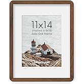 Dreamland 11x14 Picture Frame with Mat for 8x10, USA-Sourced Natural Oak Wood Photo Frames with Resistant Plexiglass, 11 x 14 Handcrafted Round Corner Gallery Wall Frames for Art, Walnut