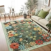 Vasofe 3x5 Rug for Bedroom,Washable Rugs for Living Room, Entryway, Non Slip Indoor Mat, Modern Floral Mats for Nrusery, Farmhouse, Dorm, Low Pile Soft Modern Throw Carpet, Sage Green