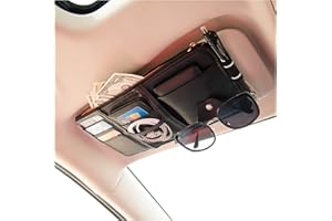 KIVMTAR Car Sun Visor Organizer Sunglasses Holders for Car Sun Visor Ticket Card Clip Eyeglasses Mount Car Glasses Clip Storage Pocket Sunglasses Holder With Zipper Pocket For Car Accessories (Black)