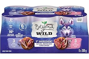 Beyond Wild Wet Dog Food, Turkey & Beef Variety Pack - 368 g x 6 Can (1 Pack)