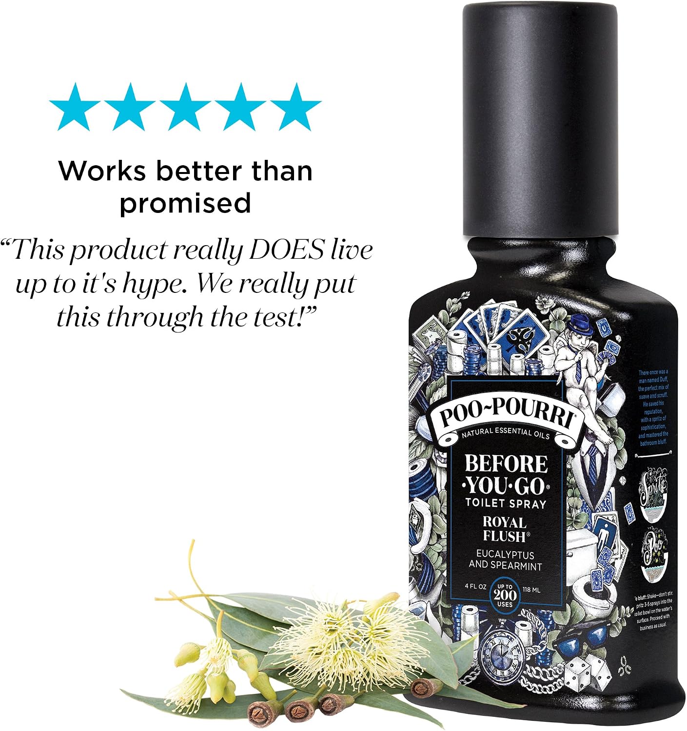 Poo-Pourri Before-You-Go Toilet Spray, Royal Flush, 4 Fl Oz - Eucalyptus and Spearmint, 59 ml (Pack of 1) - Image 4