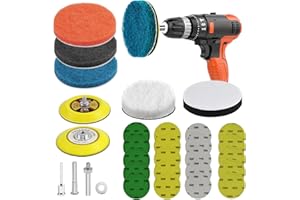 HITTLWARE 32 Pieces Car Headlight Restoration Kit 3 Inch Headlight Cleaner Restorer with ¼” ⅛” Shank, Backing Pads, Wool Pads