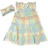 HonestBaby Baby-Girls 2-Piece Outfit Dress & Headband Set for Infant, Baby and Toddler Girls
