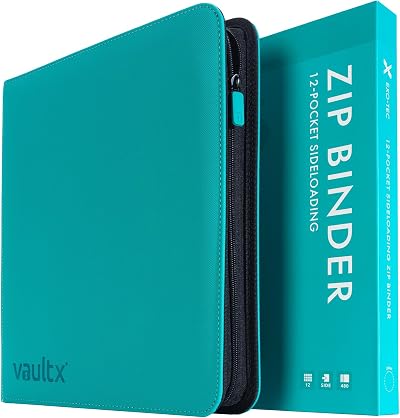 Vault X 12 Pocket Trading Card Zip Binder Teal 480 Cards Exo-Tec