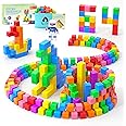 64PCS Magnetic Blocks Set, Magnet Building Blocks with Toy Figurine and Storage Bag for Kids Gifts, STEM Educational Preschool Sensory Toys for Toddlers Boys Girls Ages 3 4 5 6 7 8 +(Bright Color)