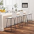 POINTANT Bar Stools Set of 4 Bar Stools Counter Height Bar Stools Modern Swivel Bar Stools Bar Chairs with Back Plastic 26" Metal Bar Stools Counter Height,White