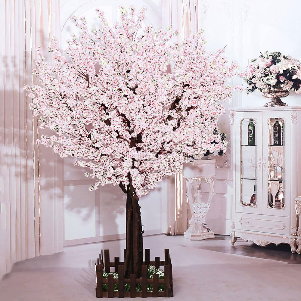 Amazon Com J Beauty Artificial Peach Blossom Trees Artificial White Cherry Blossom Tree Silk Flower 6feet Tall Home Kitchen