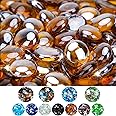 Mr. Fireglass 10 Pound Fire Glass Beads, 1/2" Reflective Round Fire Glass Drops for Fireplace Fire Pit & Lanscaping, High Luster Caramel