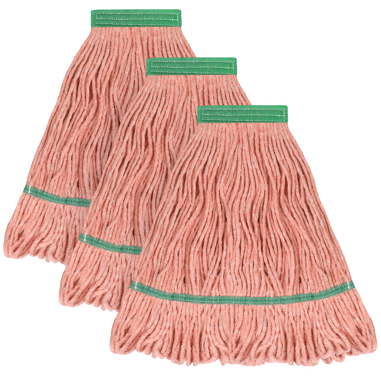 Photo 1 of Matthew Cleaning Heavy Duty Mop Head Commercial Replacement for General and Floor Cleaning , Wet Industrial Blue Cotton Looped End String Head Refill (Pack of 3) Orange