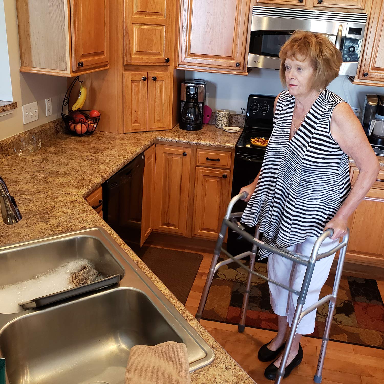 Carex Lightweight Folding Walker for Seniors, Portable Medical Walker with Adjustable Height, 30-37 Inches, Mobility Aid for Adults, Elderly, and Handicapped, Foldable, Stainless Steel Frame