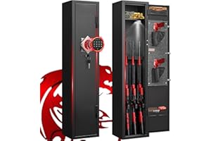 Marcree 2-3 Gun Safes, Rifle Safe for Home, Gun Safe for Rifles and Pistols with Quick Access, No Assembly Required Gun Cabinets for Rifles and Shotguns, Rifle Gun Safe with Removable Storage Shelf