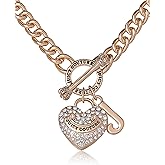 Juicy Couture Logo Heart Necklaces for Women 16-28"+2", Gold-Tone Heart Pendant Necklace, Valentines Day Gifts for Her