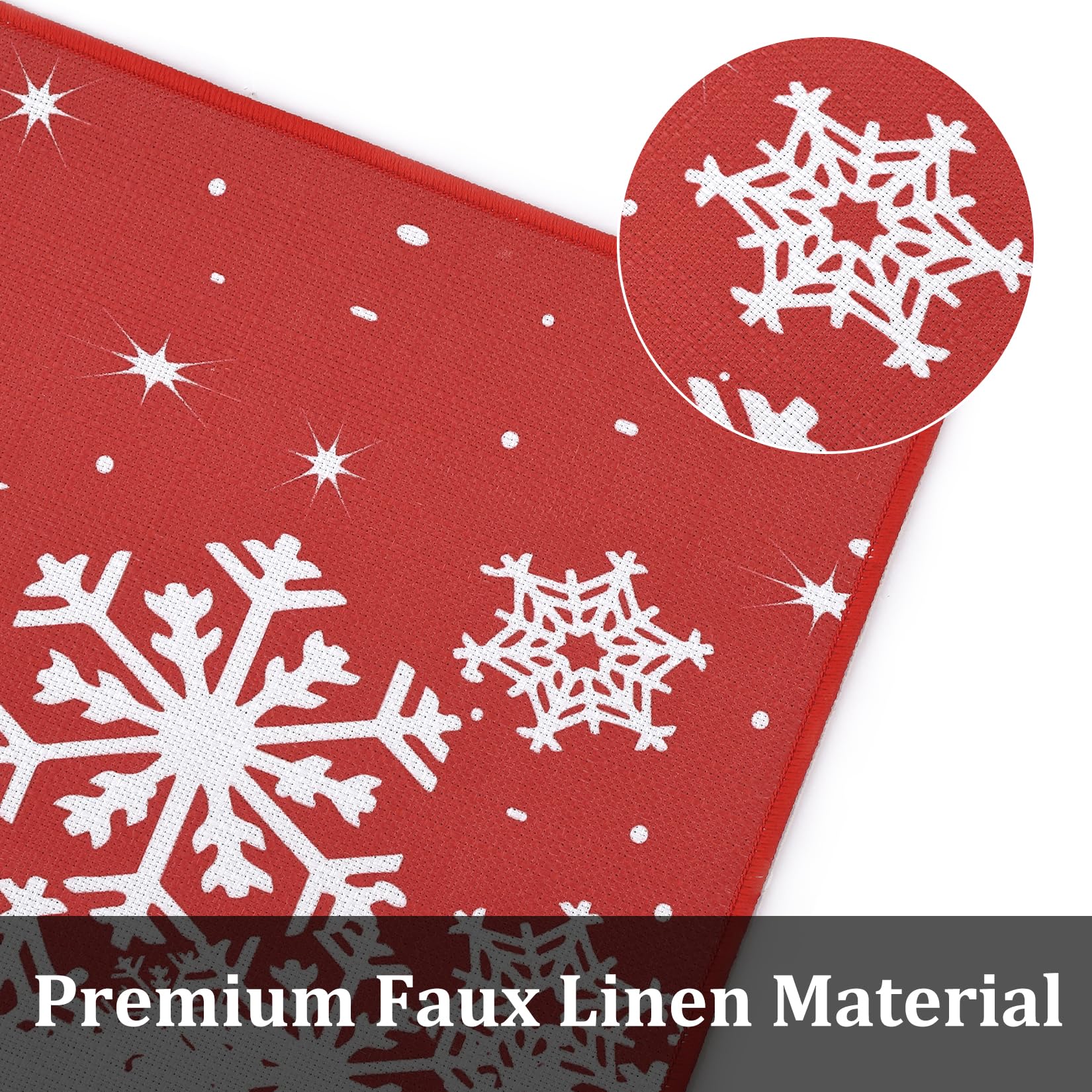 CAROMIO Christmas Kitchen Rugs Set of 2 Winter Holiday Xmas Snowflake Kitchen Floor Mats Non-Slip Doormat Runner Rug Decorative Kitchen Mat for Home Christmas Decor, 17"x29"+17"x47" - Image 3