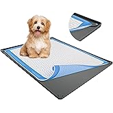 TidyFriend Dog Pee Pad Holder Tray Fits for 24" x 36" Pee Pads with Corner Lock Holes, Raised Edges, Non-Spill, Easy to Clean Silicone Dog Potty Tray Holder, for Indoor Floor Protection (Grey)