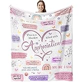 lemzcen Thank You Gifts for Women Girls Friend Sister, Appreciation Gifts Blanket, Inspirational Appreciation Gifts for Employees Coworkers Teacher Nurse Volunteer Soft Flannel Throw Blanket 60"X50"