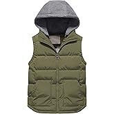 Pursky Girl's and Boy's Warm Puffer Vest Coat Water Resistant Sleeveless Jacket With Detachable Hood for 6-14Y