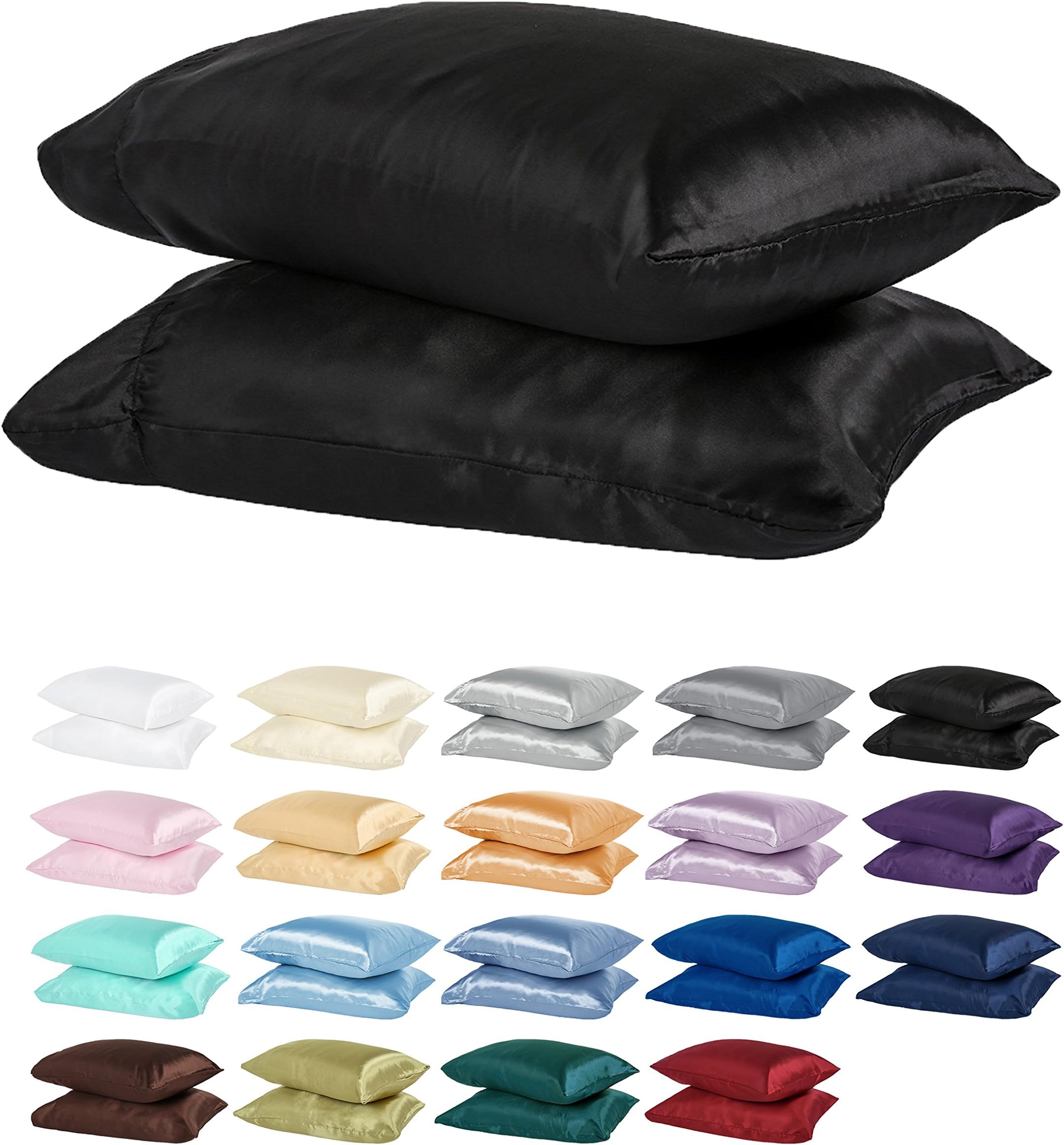 DreamHome Silky Soft Satin Pillowcase Pair