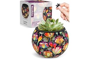 PieceRelax 3D Puzzle Planter 80 Pieces - Flower Pot - Colorful Poppies, Home Decor Flower Pots for Indoor Cactus, Succulents Pots [K1118]