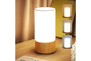 Caromolly Light Therapy Lamp, Happy Lamp 10,000 LUX UV Free with 3 Color Temperature & 5 Brightness Level, Full Spectrum Light Wood Base Round Flaxen Fabric Shade for Living Room, Desk, Office