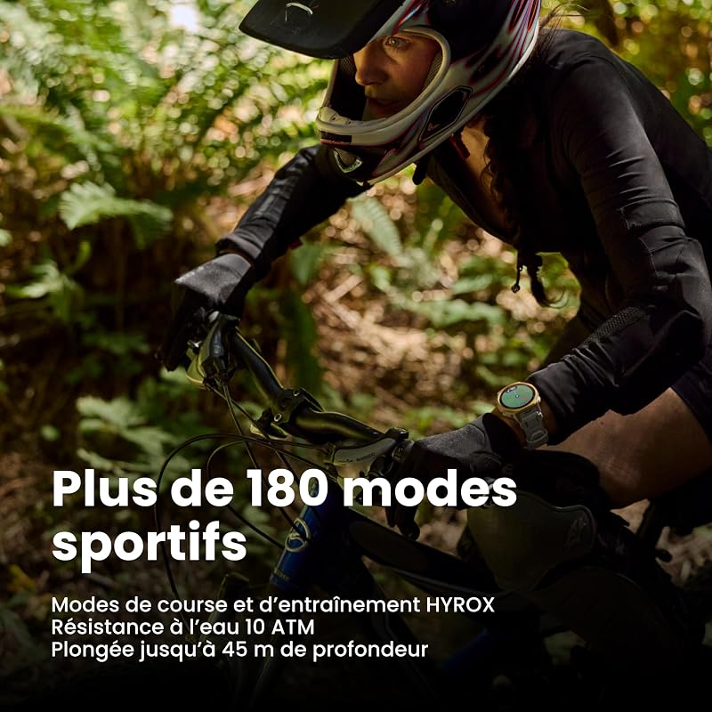 T-Rex 3 Pro Montre Connectée Outdoor 44mm – Écran AMOLED Saphir, Flashlight, Lunette Titane, GPS, Cartes Hors Ligne, 17 Jours Autonomie, 180+ Modes Sport, Smartwatch pour Android iPhone