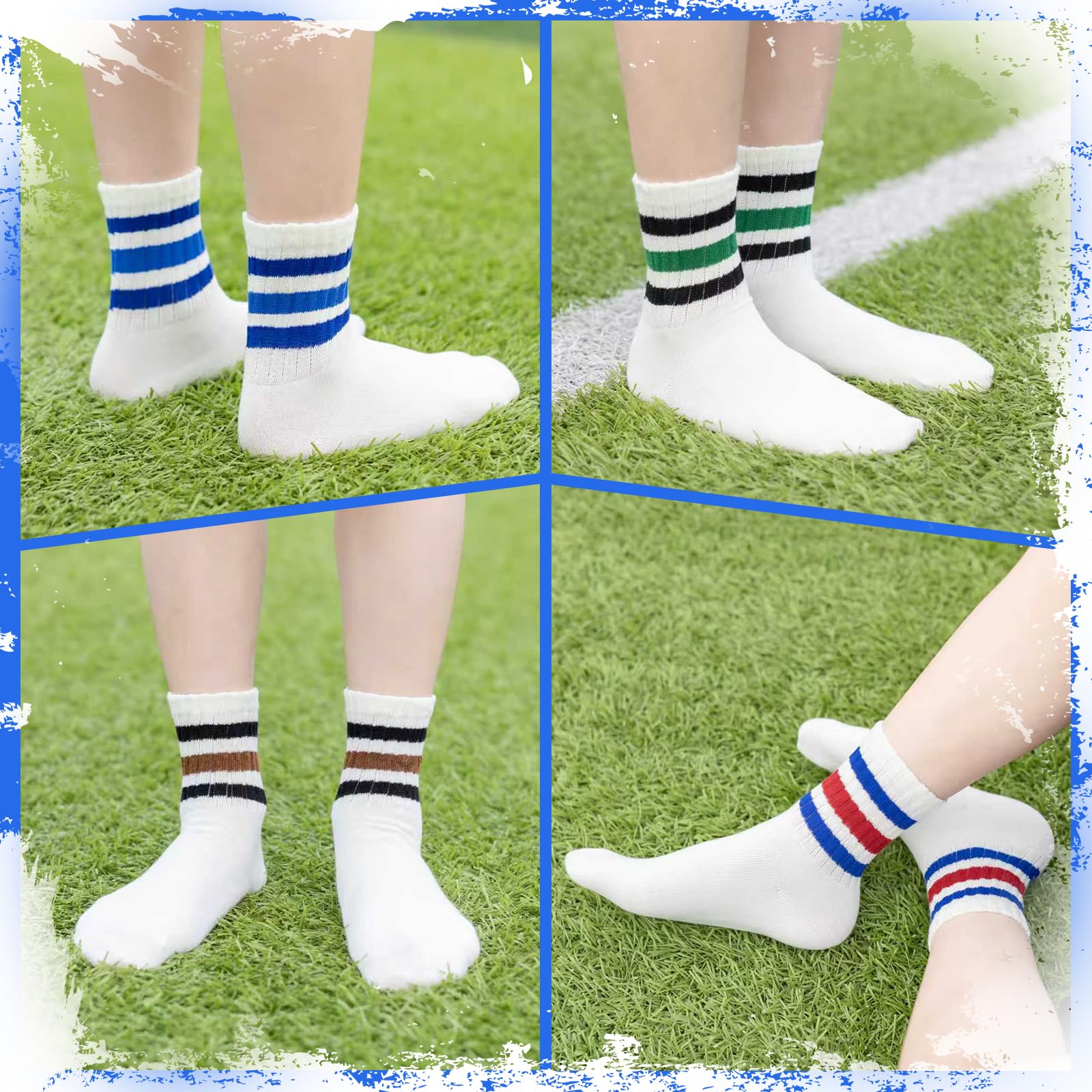 BISOUSOX Kinder Jungen Socken Ohne Naht Baumwolle Tennissocken Sportsocken für Fußball Laufen Mädchen Schulkind Socken 6 Paar Kindergeschenk 2