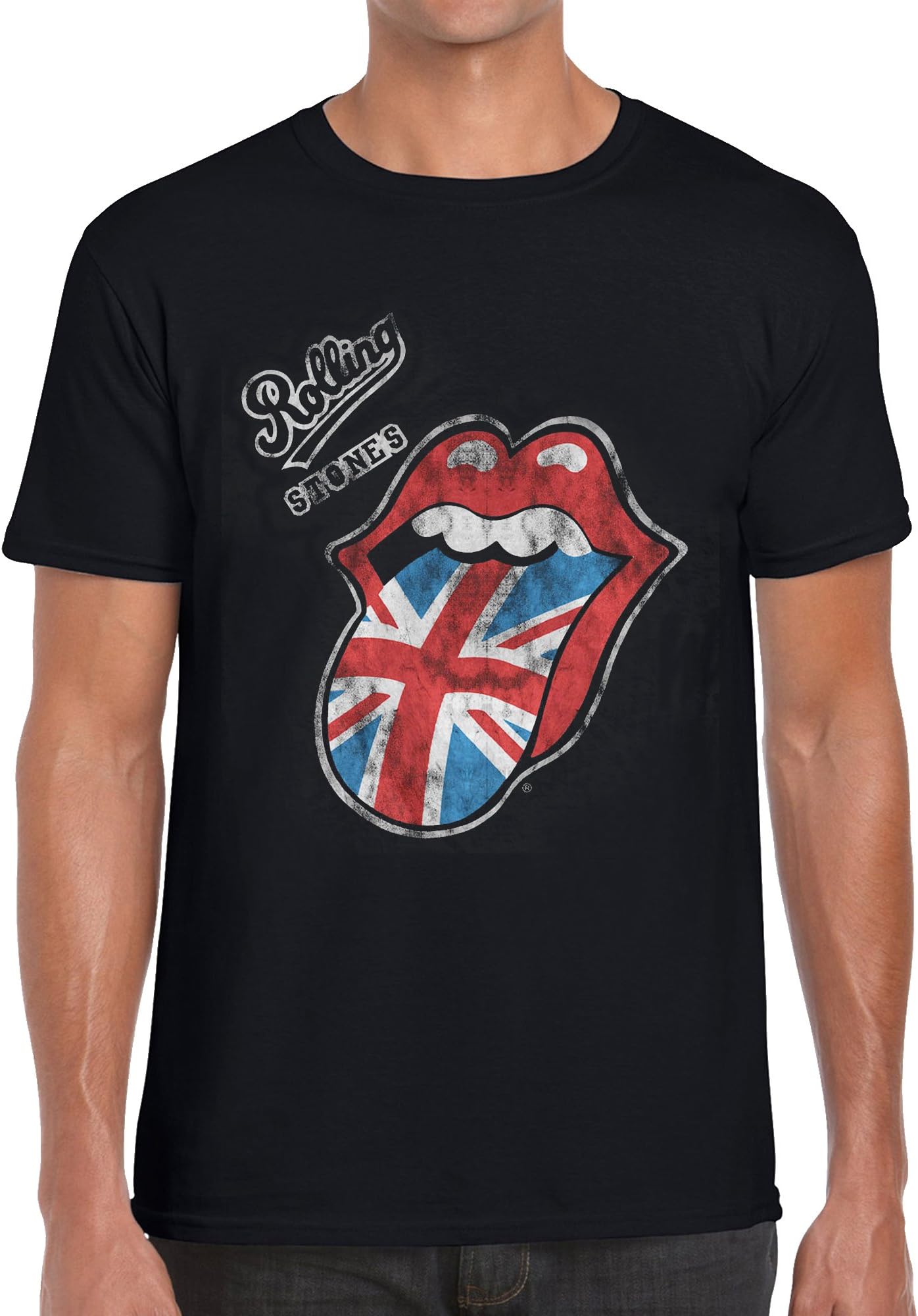 Official Rolling Stones Mens T Shirt Vintage British Tongue Logo Music Rock and Roll
