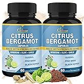 Cadane 2 Packs Citrus Bergamot Extract Capsules with Berberine, Olive, Guggul, Garlic, Pine Bark, Black Pepper | 4 Months Supply