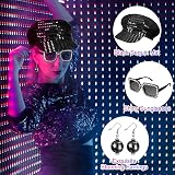 Dreamtop 3Pcs Sequin Black Hat Sunglasses Earrings Party Set for Abba 70s view 3