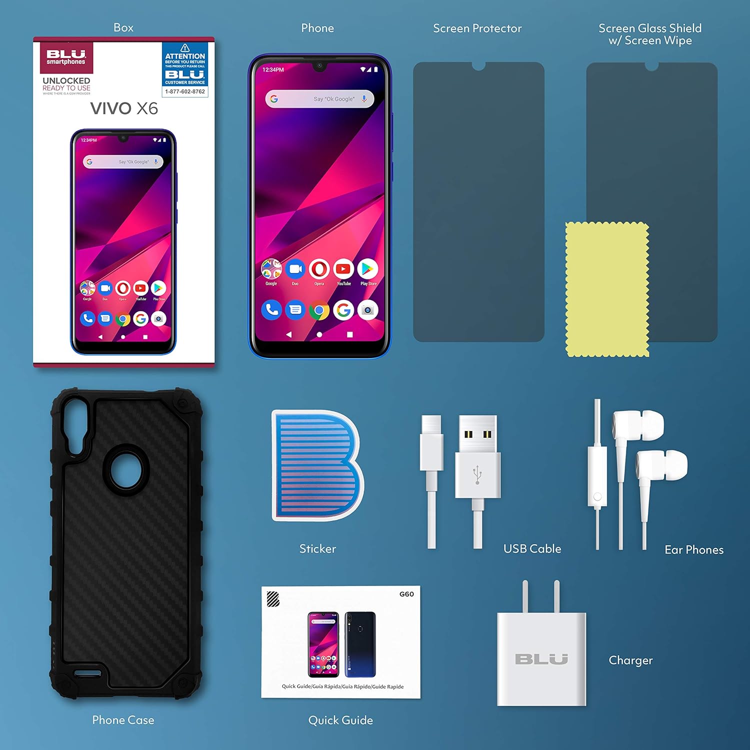 BLU VIVO X6-6.1” HD+ Display, 64GB+3GB RAM - Gradient Blue