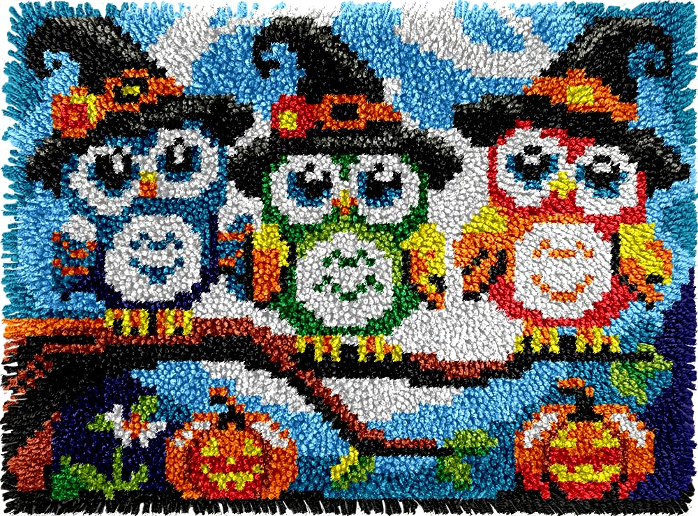 veirousa Halloween Owl Witches Latch Hook Kits for