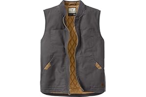 Legendary Whitetails Men's Quilted Canvas Vest Zip Up Heavy Duty Water-Repellent Finish