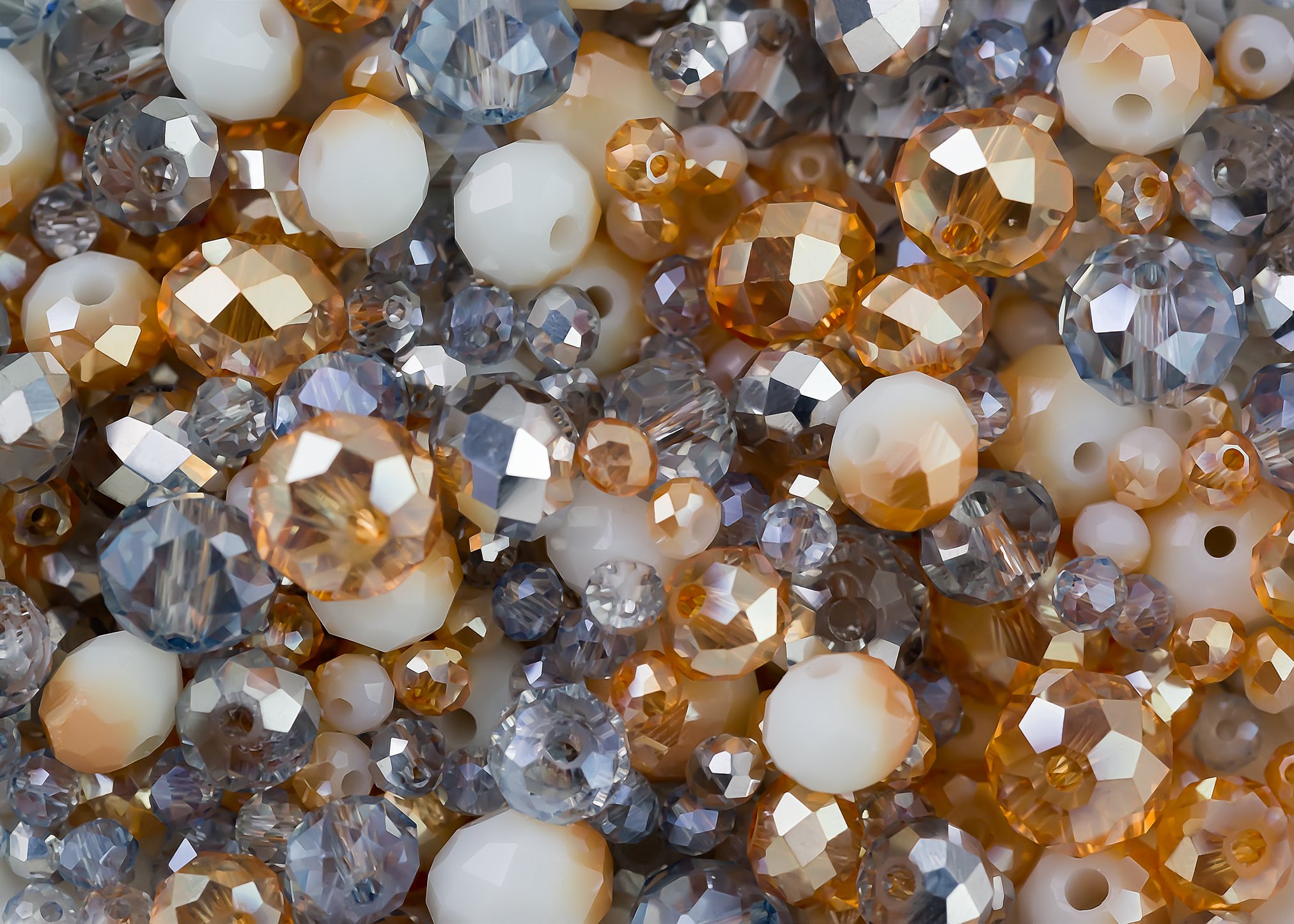 Royal Gold and Silver Coloured Glass Crystal rondelle Bead Mix in 3mm, 6mm and 8mm for Jewellery Making: 340 Pieces