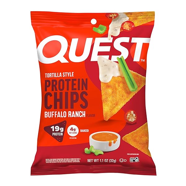 QUEST NUTRITION TORTILLA STYLE PROTEIN CHIPS, BUFFALO RANCH,...